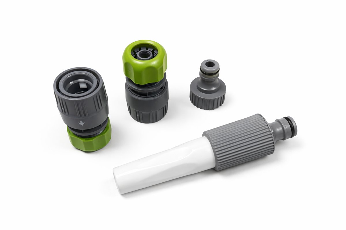 Tuinsproeier Startset : verstelbare tuinspuit incl. koppelingen - 4 delig - tuinspuit - kraanaansluiting 3/4" - 2x snelkoppeling - bewateringsset