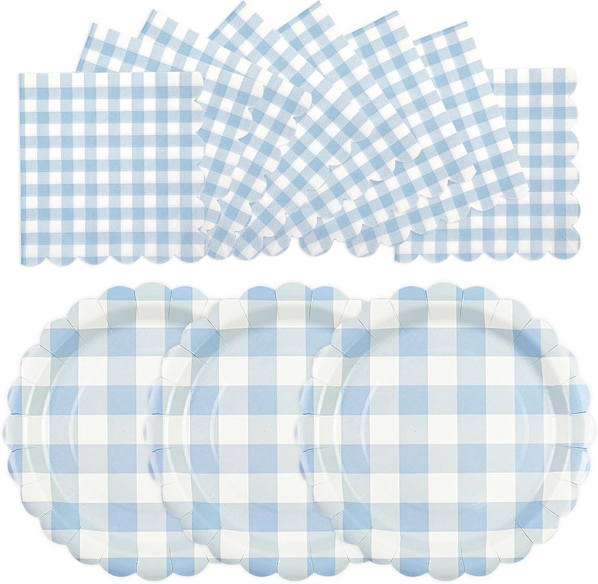 Feestservies Set: 50 Blauwe Borden & Servetten (Wegwerp) voor Verjaardag en Babyshower