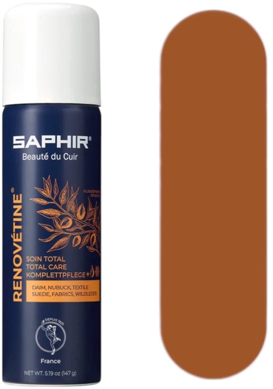 Saphir Renovétine spray voor schoenverzorging in de kleur 'Fauve'.