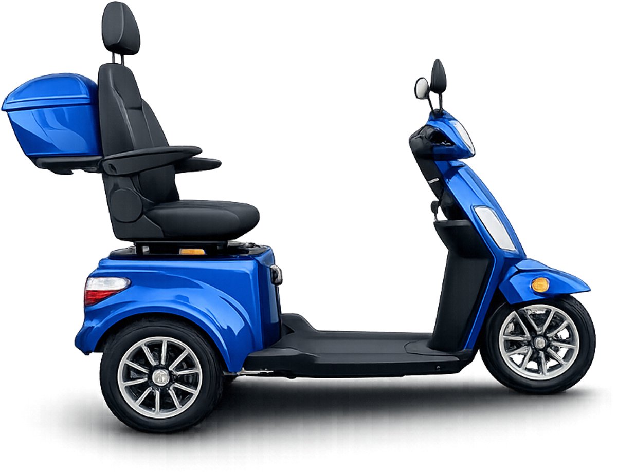 Retelli Liberta Tre - driewiel scootmobiel - blauw - met verstelbare comfort stoel - uitneembare lithion accu - 60v20ah - GRATIS topkoffer & alarm - incl bezorging