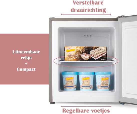 PRIMO PR116DV Mini Vriezer - Kleine Diepvries - Vrijstaand - 33L - E - Zilver