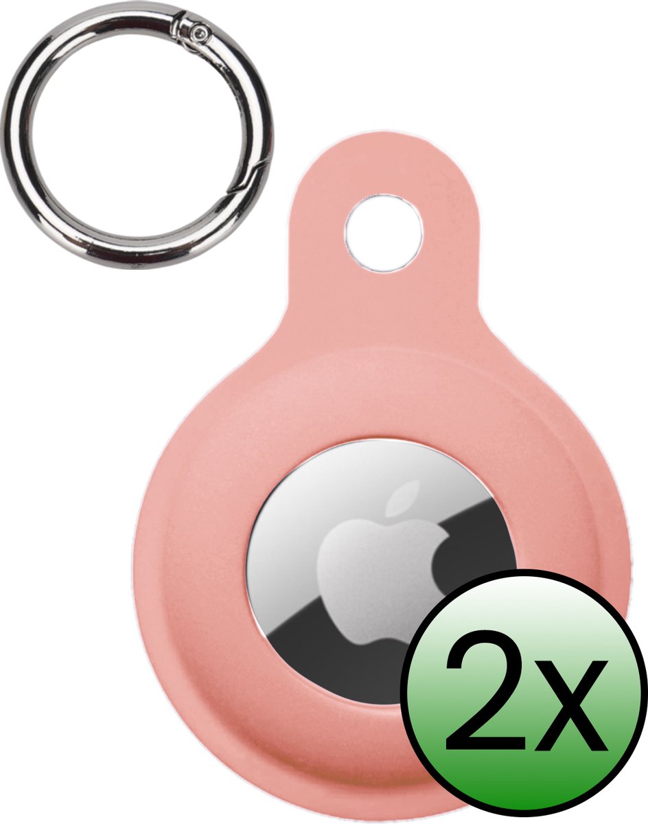 Hoesje Geschikt voor Apple AirTag 2 Hoesje Case Hoesje Geschikt voor Apple AirTag 2e generatie Sleutelhanger Siliconen Hoes - Lichtroze - 2 Stuks