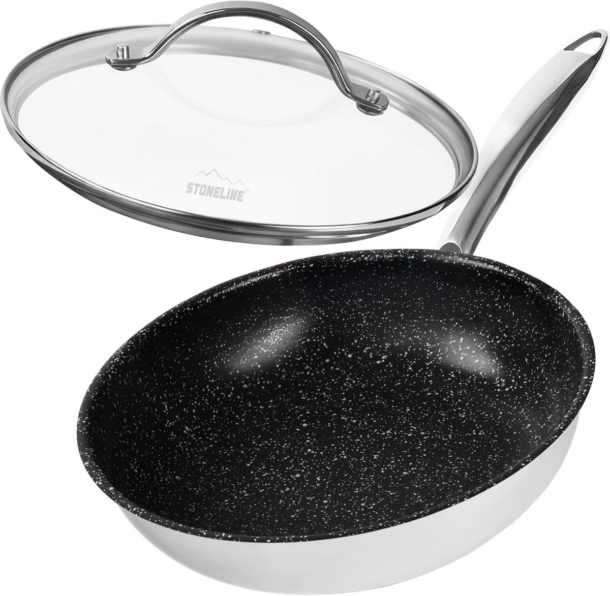 Professionele Braadpan - Koekenpan - Gezond Koken - Antiaanbaklaag - 20 cm - Roestvrij staal look
