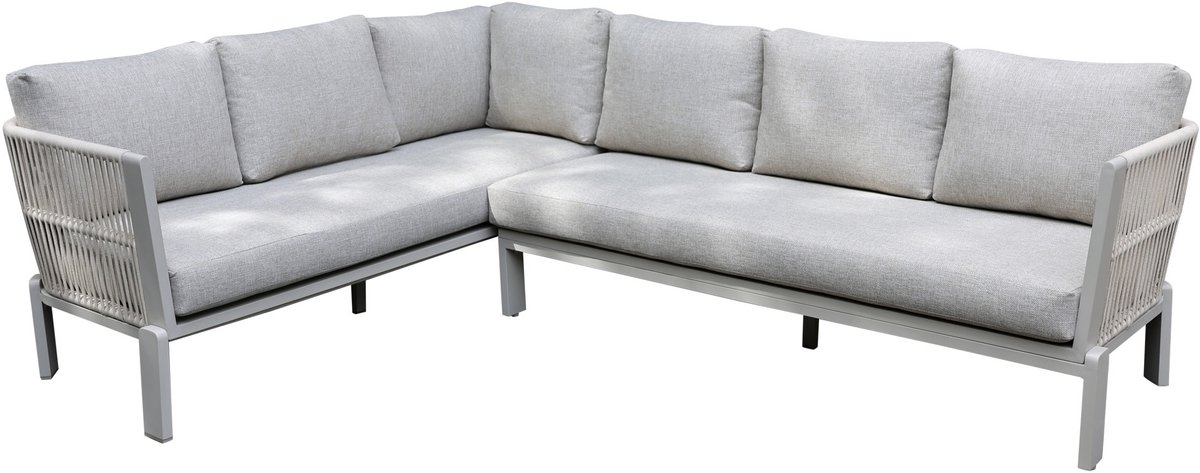 Veneto hoek loungeset 2 delig aluminium latte zand rope