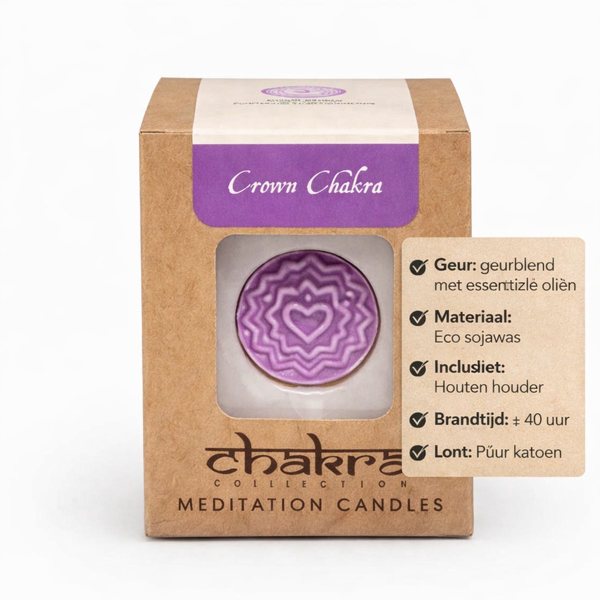 Chakra 7 Kaars – Kruinchakra Sojakaars – Crown Chakra Meditatie Kaars Paars – Spiritualiteit & Bewustzijn