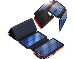 powerbank met zonnepaneel - geschikt voor iphone -geschikt voor samsung- zonneenergie - 20000 mah - powerbanks - noodpakket- solar - draadloos opladen