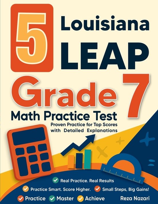 5 Louisiana LEAP Grade 7 Math Practice Tests - cover