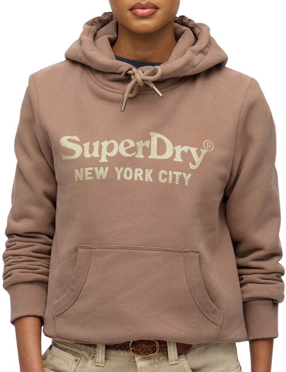Superdry Brand Mark Relaxed Hoodie Dames Bruin
