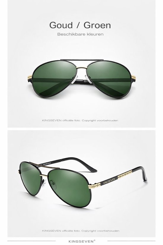 KingSeven - New Design Aviation Green - Aluminium piloten zonnebril met gepolariseerde UV400 glazen - Z93 van Kingseven — afbeelding 3