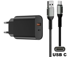 OneOne 20W snellader met 2 poorten + 0,5m sterke USB C kabel. PD lader. Oplader adapter past op Kobo (Rakuten) eReader Elipsa, Elipsa 2E, Sage, Libra 2, Libra Colour, Clara 2E, Clara Colour, Clara BW - Kindle (Amazon) Scribe
