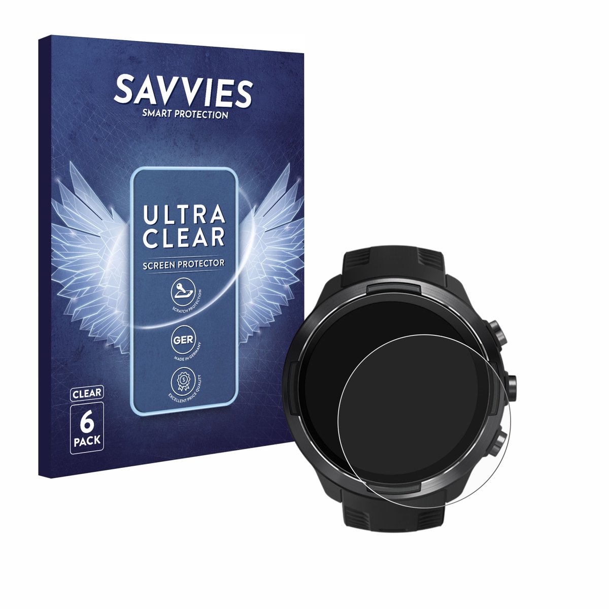 Savvies - Screenprotector voor Suunto 9 - Folie Beschermfolie transparant 6 Stuks