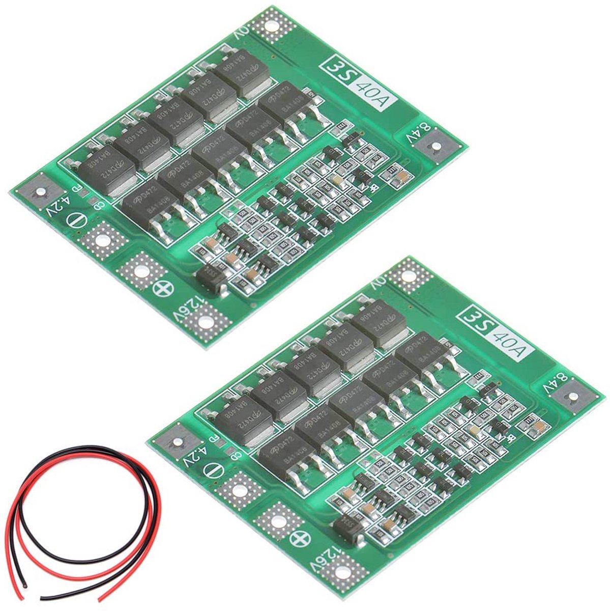2 Stuks 3S 40A Lithium Accu Laadbeveiliging PCB met Balans Functie voor 12V Motoren