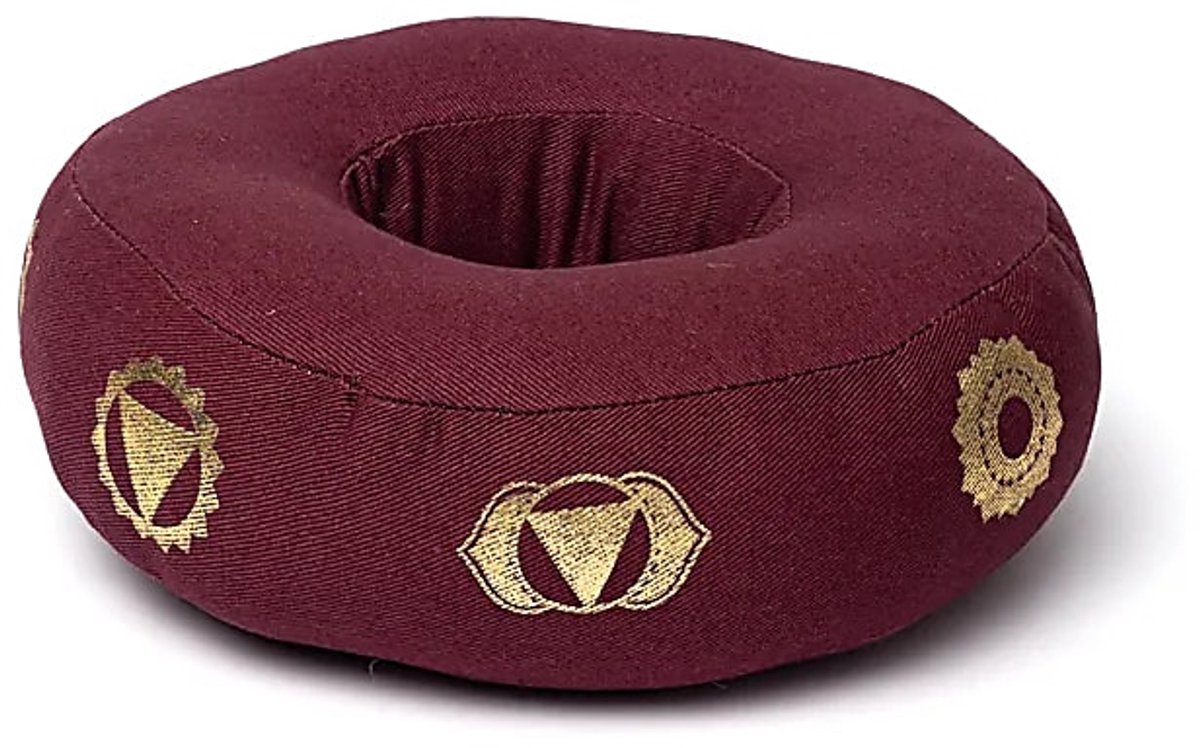 Klankschaalkussen 7 chakra’s aubergine M – 17 cm x 6 cm