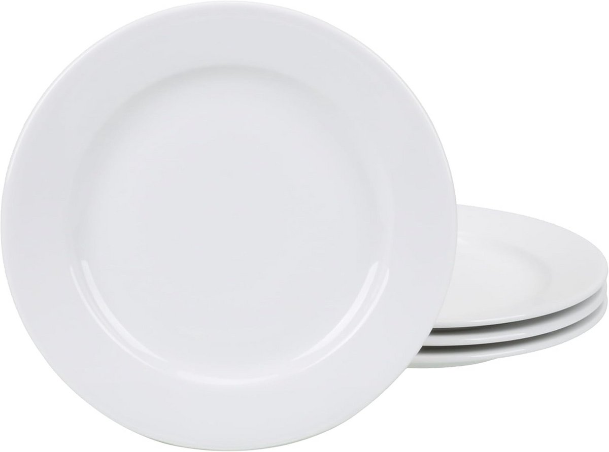 Set van 4 Bistro Saladeborden, Wit Porselein, 20 cm