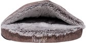 NapZZZ Orthopedische Cuddle cave Eco leer bruin 80*60*20 cm