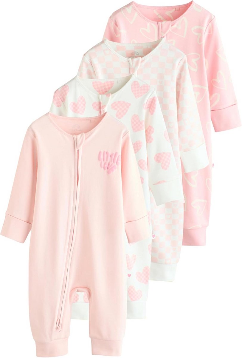 Set van 4 Babypyjama's voor Meisjes met Print en Handige Tweewegrits