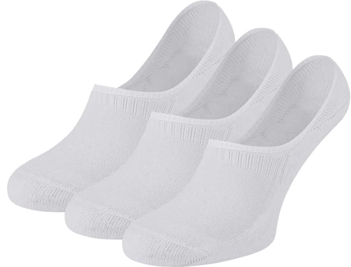 Teckel - Unisex Sneakersokken - Badstof Zool + Antislip - 3-Pack - Maat 40/46 - Wit