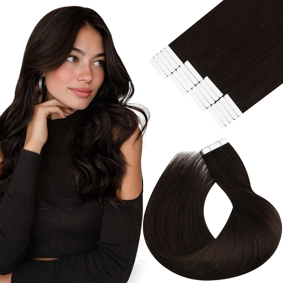 Haarextensions Tape Blond Bruin 60 cm - 20 Stuks 50g Echt Mensenhaar