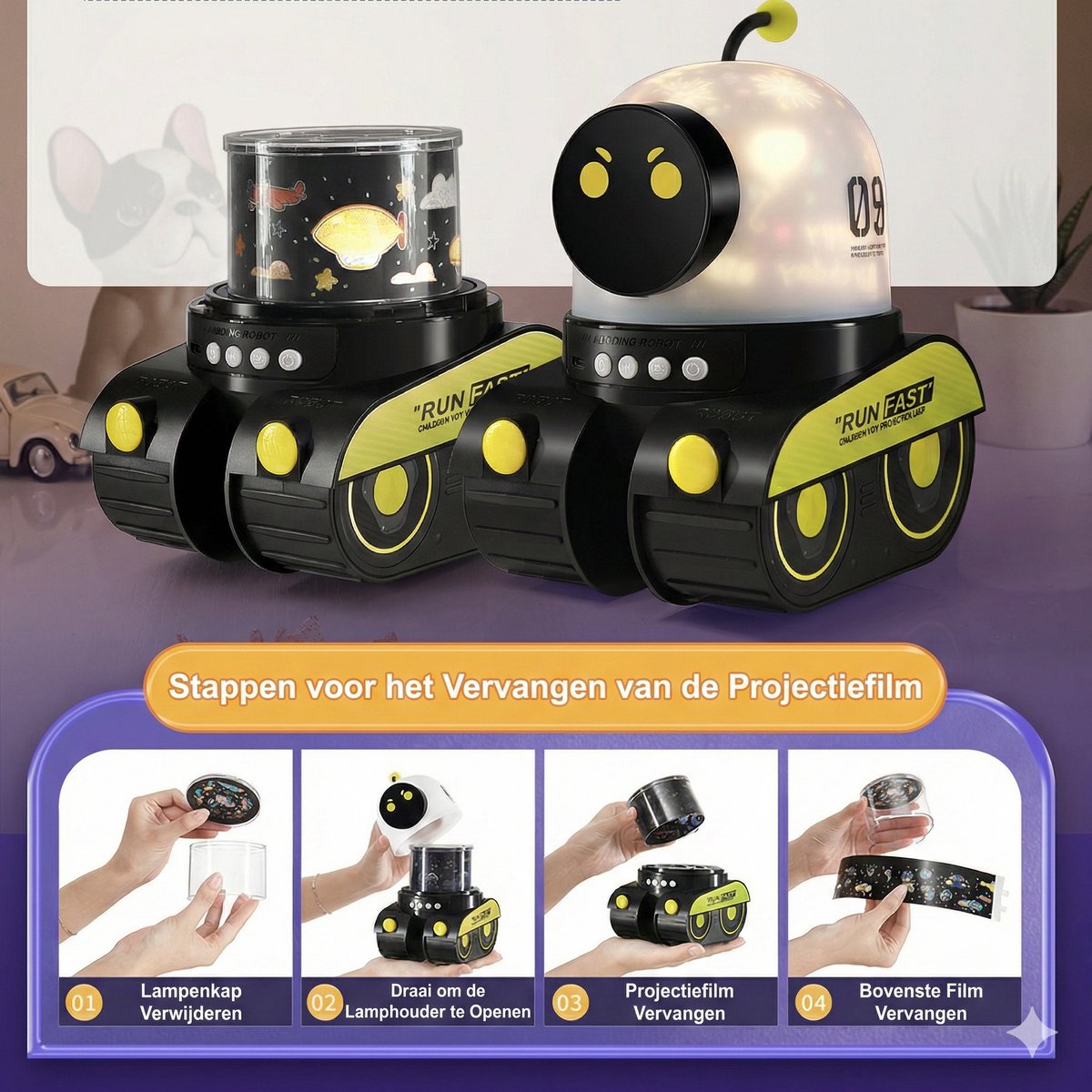 Sercano Sterrenhemel Projector - Ingebouwde 8 muziek - Nachtlampje Kinderen - 6 Thema's - 360° Rotatie - 5 uur Gebruiksduur - 360° Rotatie - Oplaadbaar - Schattig Cadeau – foto 7