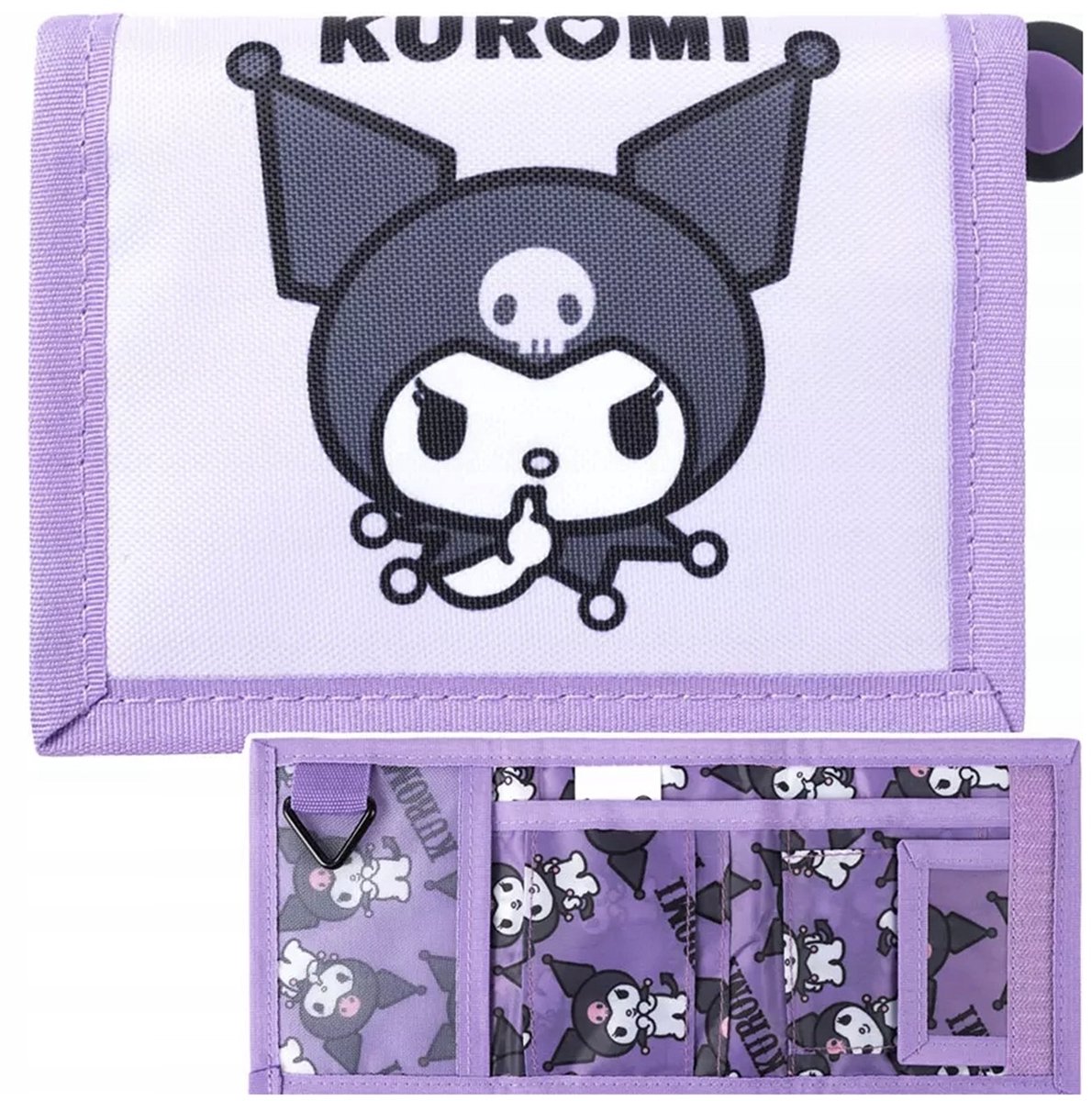 Kuromi Portemonnee – Kinder Portemonnee – Wallet met Klittenband – Sanrio Design – Stevige Kwaliteit – Paars