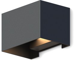 Calex LED Wandlamp Venice - Rechthoek - Up & Down - Verstelbare Stralingshoek - 7W - Warm Wit Licht - Voor Binnen en Buiten - Zwart