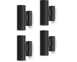 Calex Wandlamp Up & Downlight Turin - 2x GU10 - IP54 Water- en Stofbestendig - Geschikt voor Binnen en Buiten - Eenvoudige installatie - Cilinder - 4-Pack