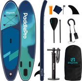 LifeGoods SUP Board Allround Compact - 120 KG Draagkracht - 300 x 76 cm - Opblaasbaar - Compleet SUP pakket - Blauw/Groen