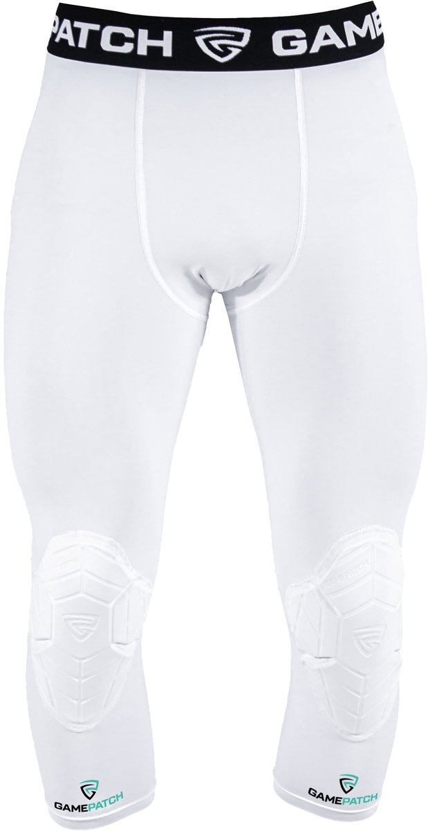 GAMEPATCH | 3/4 tights with knee padding | Wit | Maat Junior (XS) | Basketball | Handball | Urban Sports