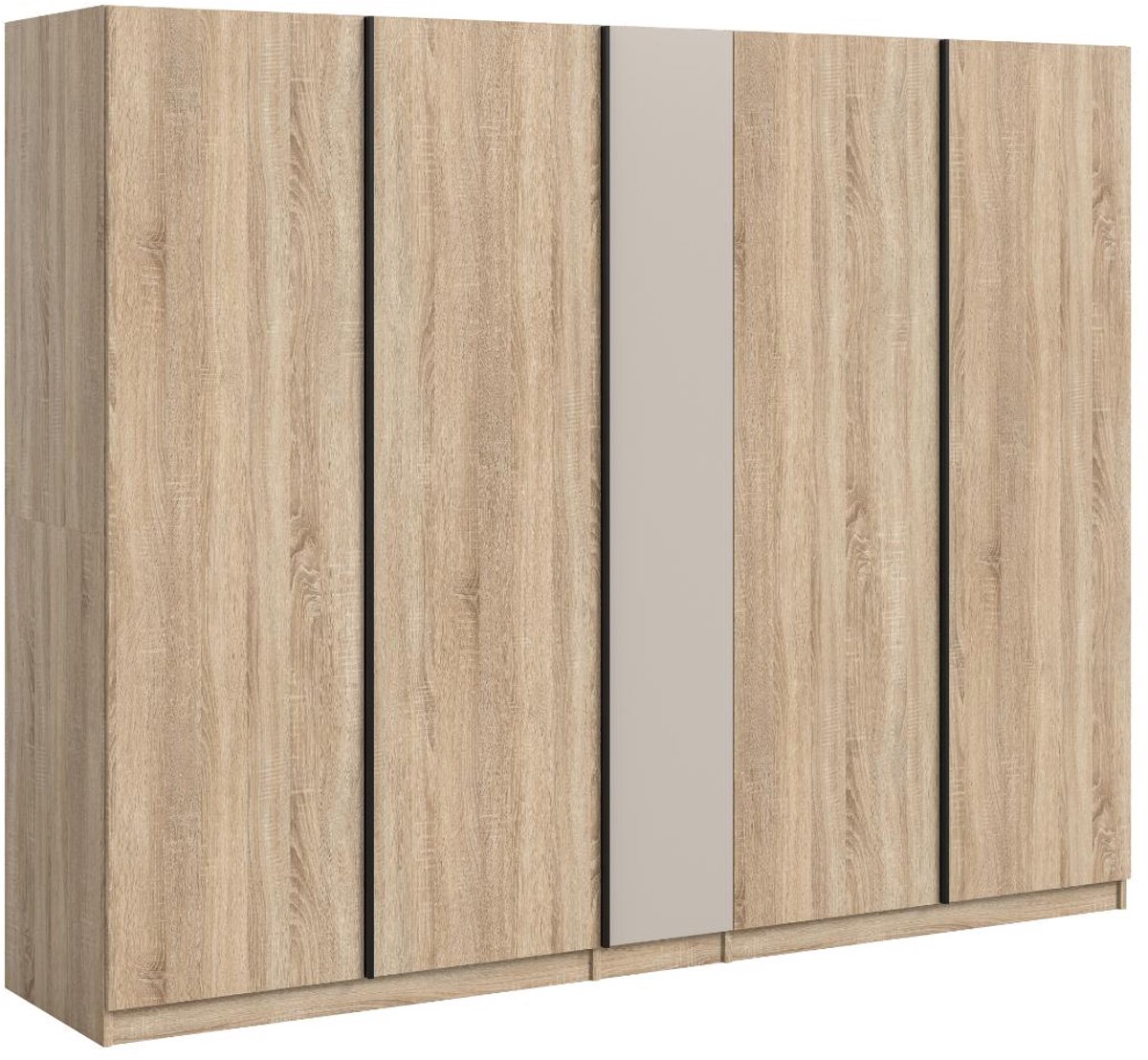 Kledingkast Oakland Xonox 5-deurs Sonoma Eik 230x183x53 Cm