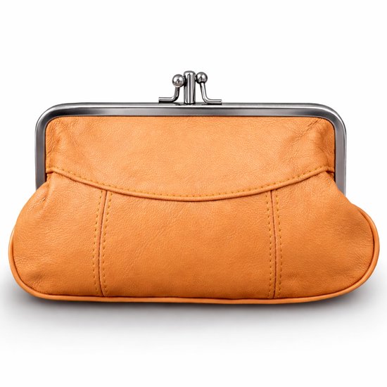 THL Design - Bourse à Découper Dames - Portefeuille Dames - Cuir Véritable Marron / Cognac