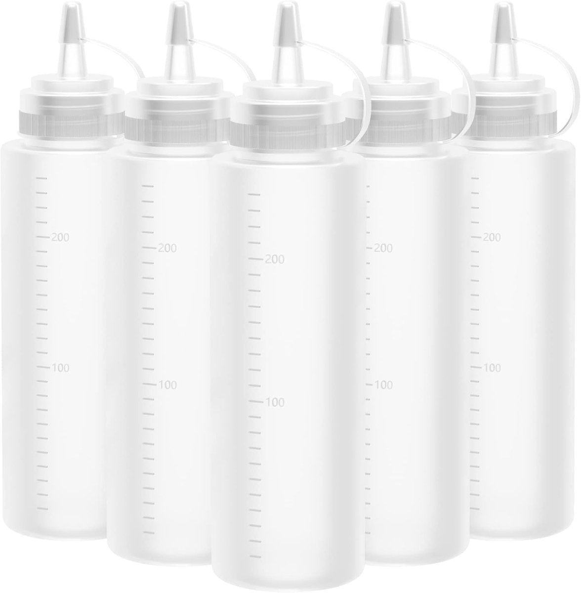 STAR&STER Squeeze Flessen 5 Stuks – 250 ml – BPA-Vrije Knijpflessen met Doppen – Lekvrije Sausflessen voor Ketchup, Olie, Sauzen & Schilderen