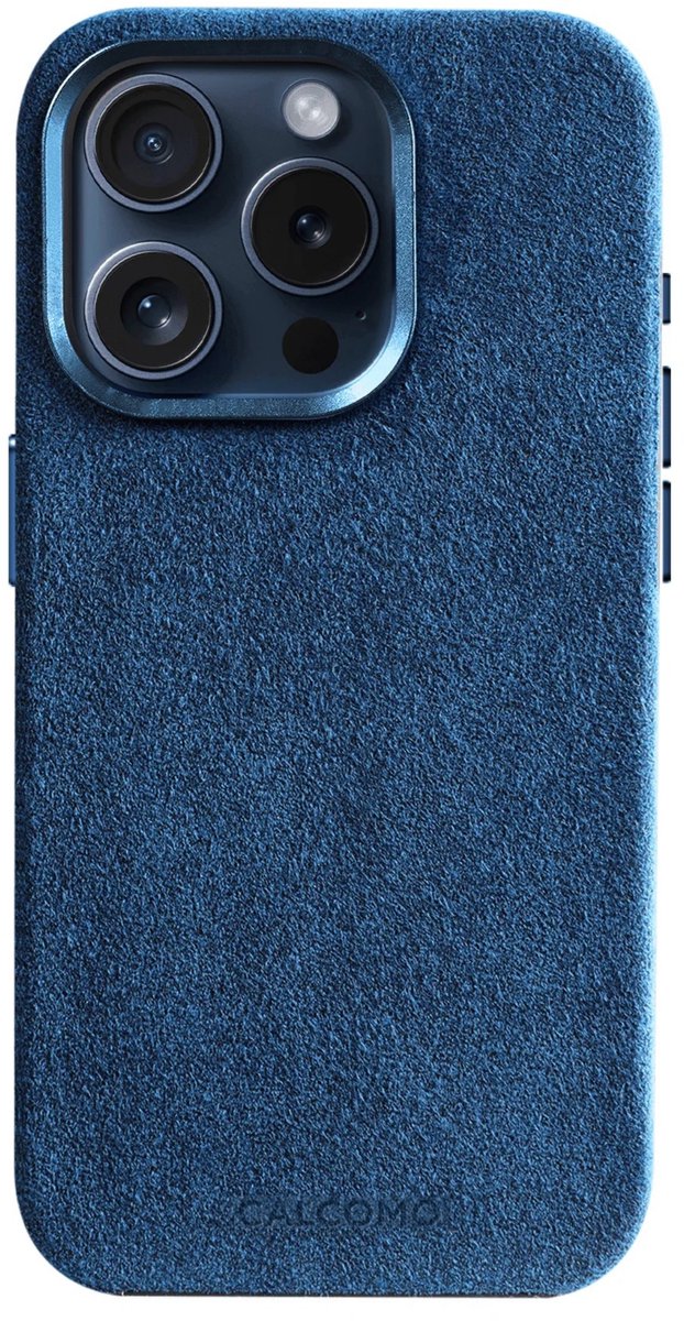 Calcomo® - Alcantara Telefoonhoesje iPhone 14 Pro – 100% Italiaans Alcantara® – Premium Schokbestendig – Geschikt voor MagSafe – Midnight Blue