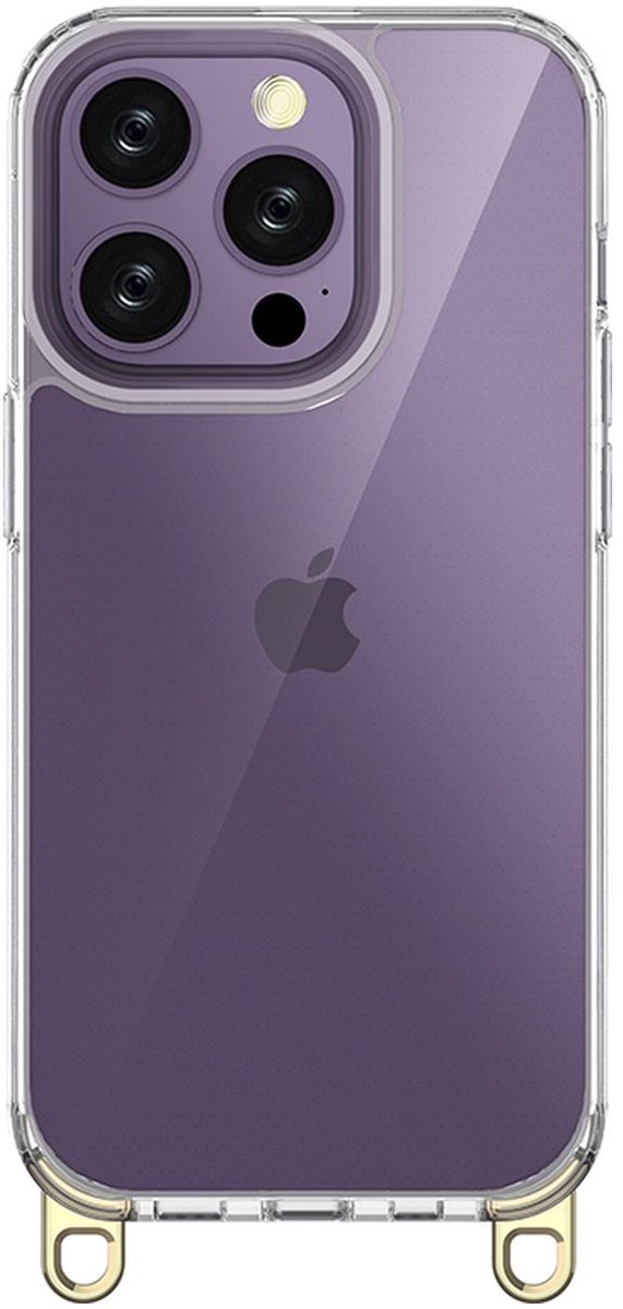 Mobigear Hoesje geschikt voor Apple iPhone 14 Pro Telefoonhoesje Hardcase | Mobigear Bungy Backcover | iPhone 14 Pro Case | Back Cover - Goud