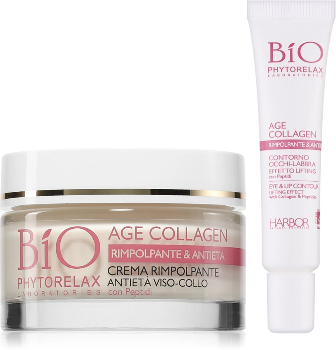 Phytorelax Age Collagen Bundel – Oogcrème 15ml + Gezicht & Hals Dagcrème 50ml – Met Collageen & Peptiden – Anti-Aging – Zonder Parfum – Bio Eco AIAB