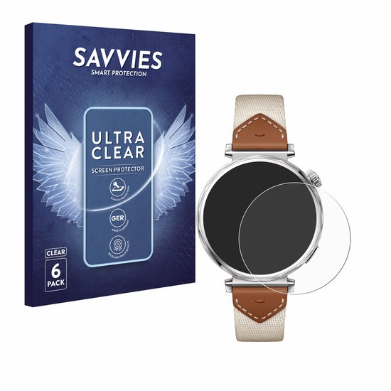 Savvies - Screenprotector voor Huawei Watch GT 5 (41 mm) - Folie Beschermfolie transparant 6 Stuks