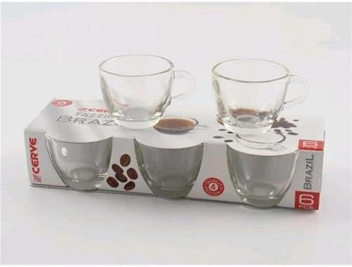 Set van 6 Koffiekopjes 75 ml - Porselein Espresso of Cappuccino