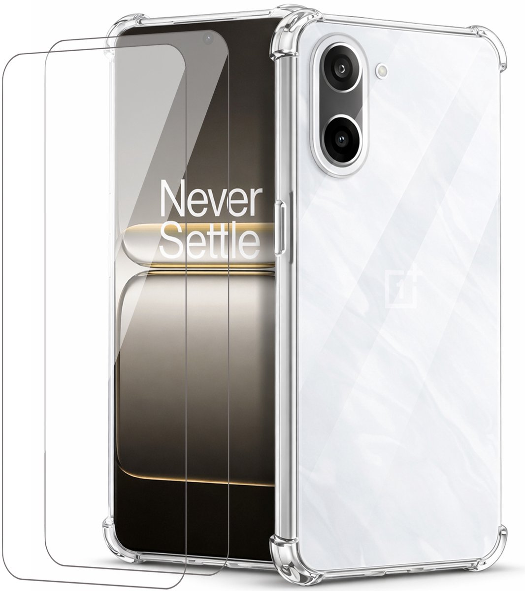 Hoesje geschikt voor OnePlus Nord CE 5 - 2x Screenprotector Glas - Shockproof Transparant