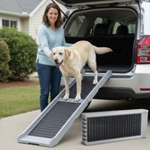 Hondenoprijplaat voor auto's, opvouwbare draagbare opstaptreden met antislip tapijtoppervlak, extra brede hondenopstaptreden voor middelgrote en grote honden tot 113 kg, voor auto's, SUV's & vrachtwag