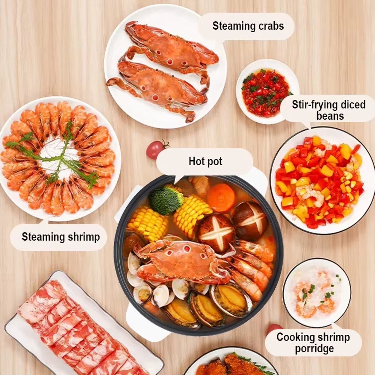 Rijstkoker – Multicooker – Hotpot – Warmhouder – Hotpot Electrisch – Soepketel – Slowcooker – Soepmaker – Stoomkoker – Elektrische Rijstpot 3.5L – Digitale Rijstkoker – Antiaanbak Binnenpan – 220V – Compact Keukenapparaat voor Thuis – foto 7