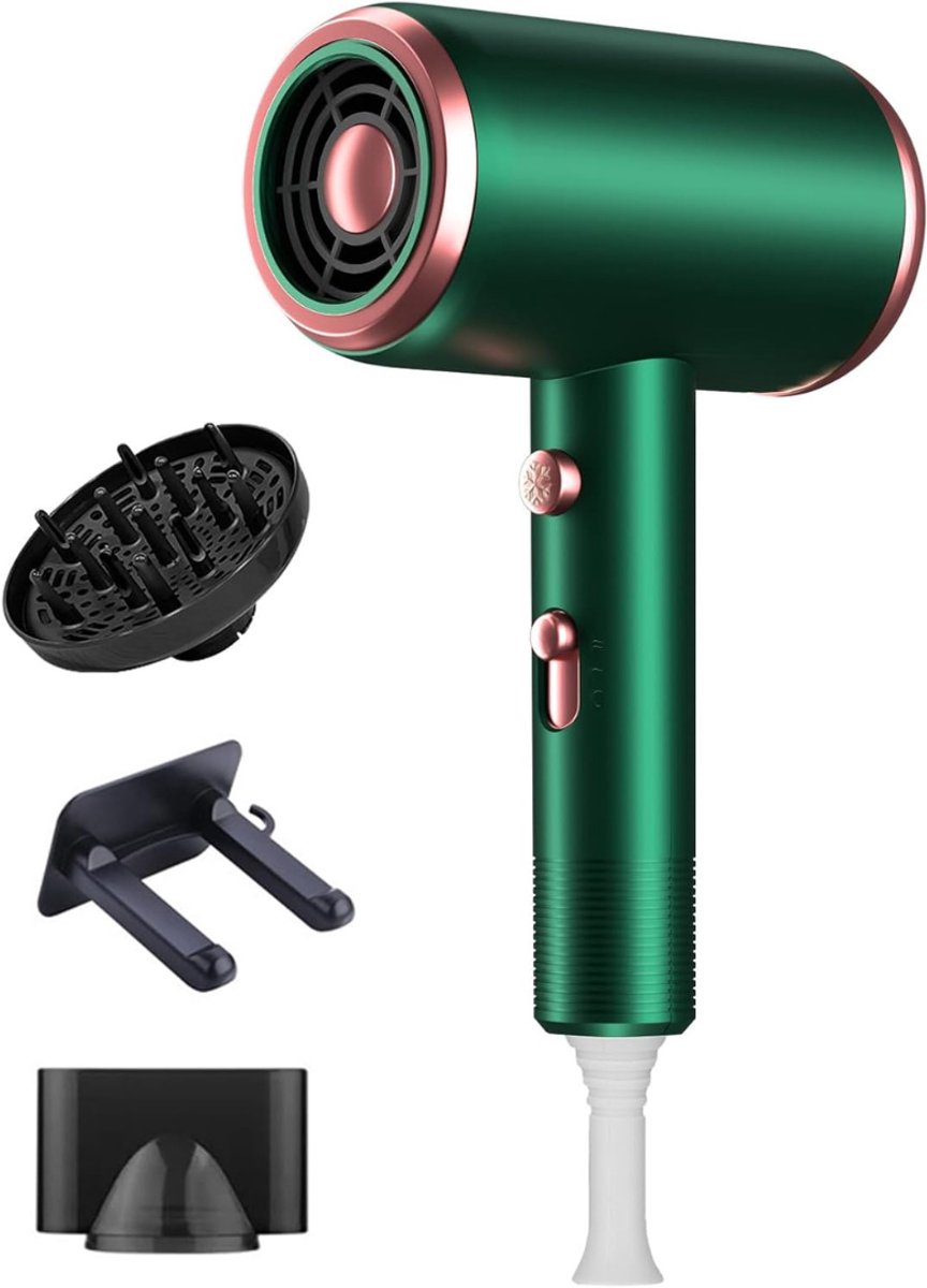 Fohn met Diffuser - Haardroger Krullen - Haarfohn - Fohnborstel - Groen