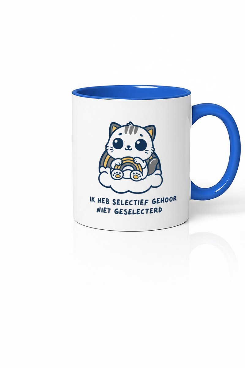 Selectief Gehoor Kawaii Kat Mok - Unieke Koffiemok