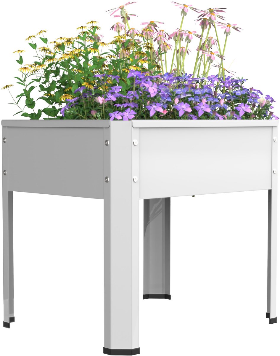 VCM Metall Hochbeet 50x40x45 cm, stehender Pflanzkasten für Balkon Terrasse Garten, Blumenkasten auf Beinen, Balora M