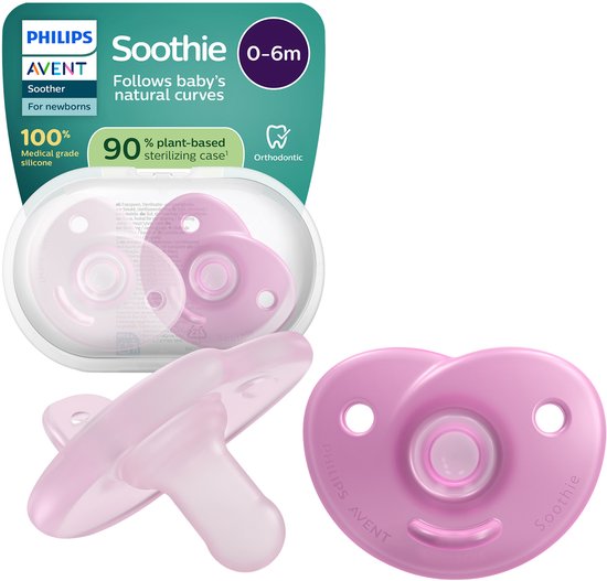 Philips Avent Soothie Hart - 0-6 Mnd - 2 Stuks - Plant-based - Roze van Merkloos — afbeelding 3