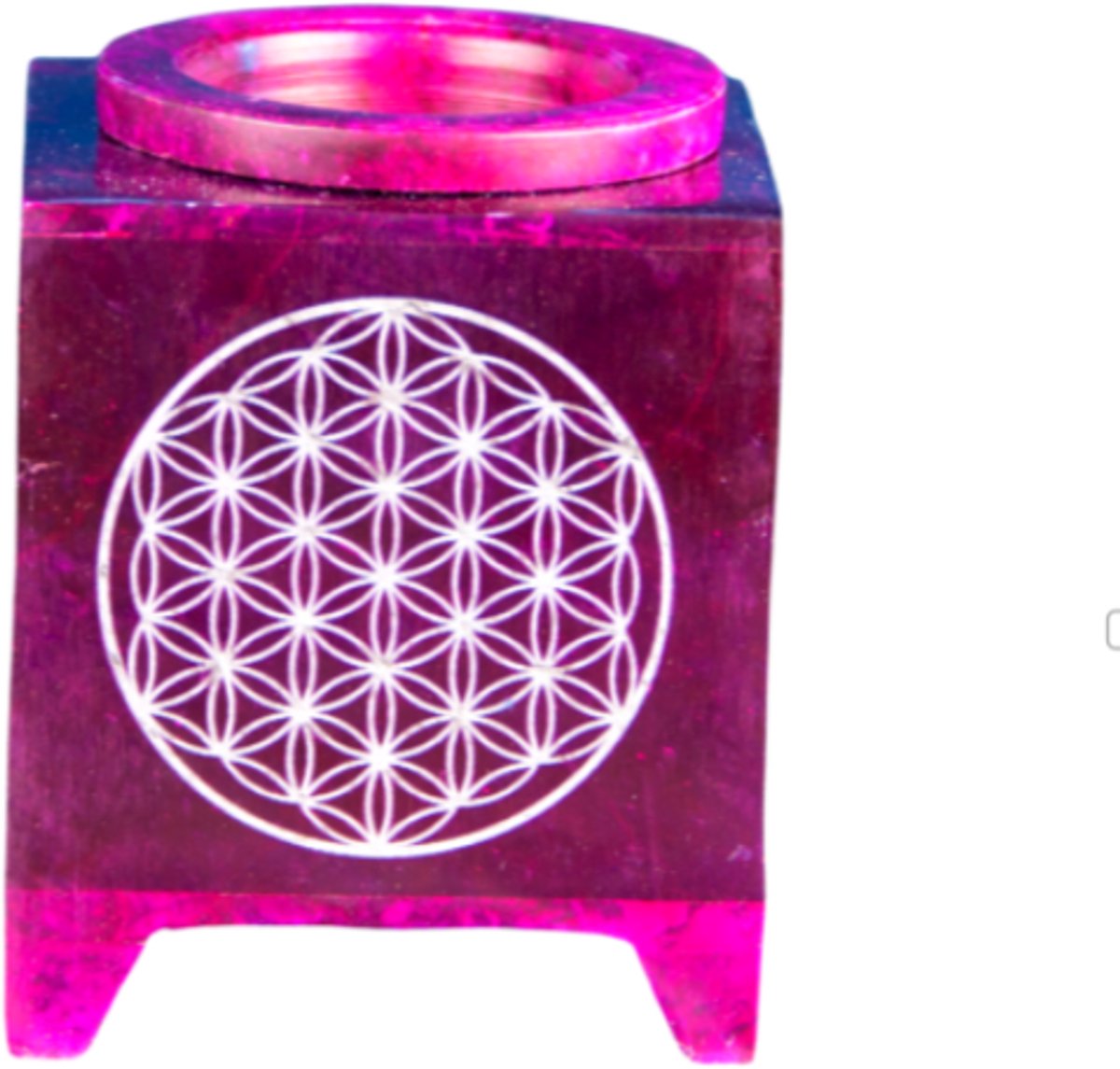 Aromaverdamper Speksteen Levensbloem - Aromalamp Roze 10 x 7.5cm. - Oliebrander