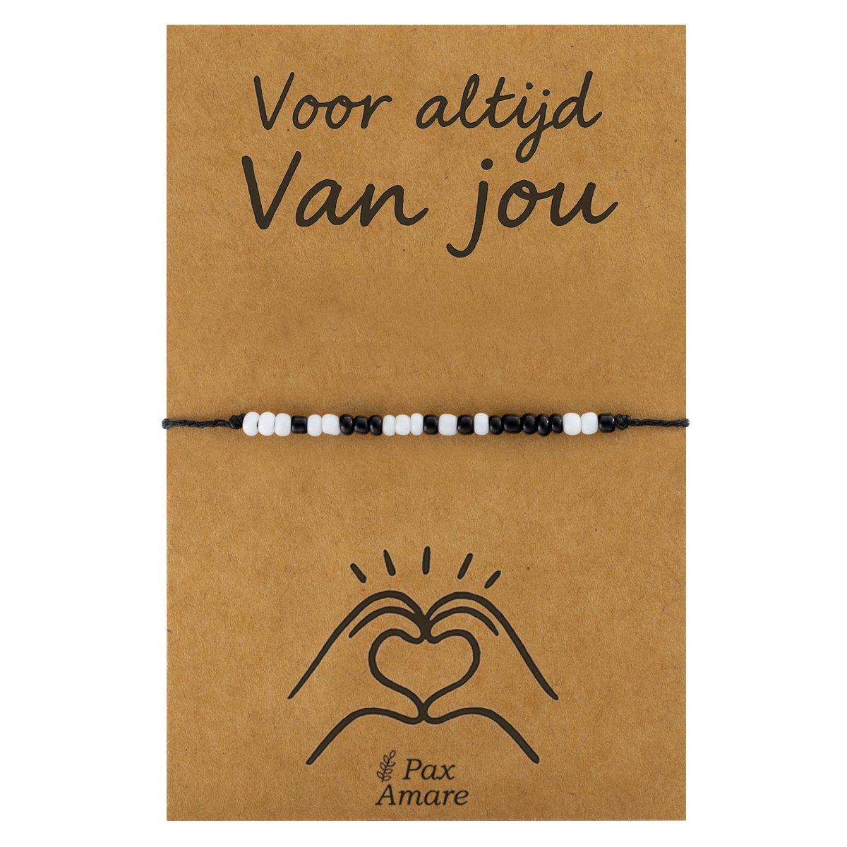 Pax Amare Armbandje met Morse Code: I love you - Vriendschapsarmbandje Cadeau -Cadeau BFF Armband - Vriendschap - Zwart & Wit - Voor altijd van jou