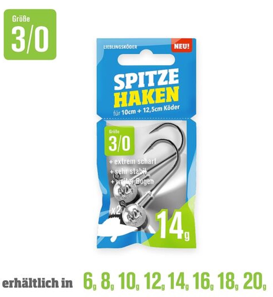 Lieblingskoder Spitze Haken Jigheads 16g / #3/0