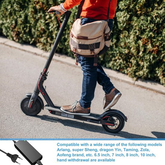Elektrische fietslader - Elektrische scooterlader - 36V/42V 2A lader met 6 connectoren - 84W - Batterijlader - geschikt voor hoverboard, drift trike, elektrische scooter, hoverboard, balance car van Merkloos — afbeelding 2