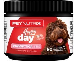PROBIOTICA 60 Hondensnacks Petnutrix - 100% Natuurlijk - Voor honden met maag- en darmproblemen, diarree, winderigheid, poten likken - Gezonde vacht & darmwerking - Sterk immuunsysteem - Bevat Probiotica & L-glutamine