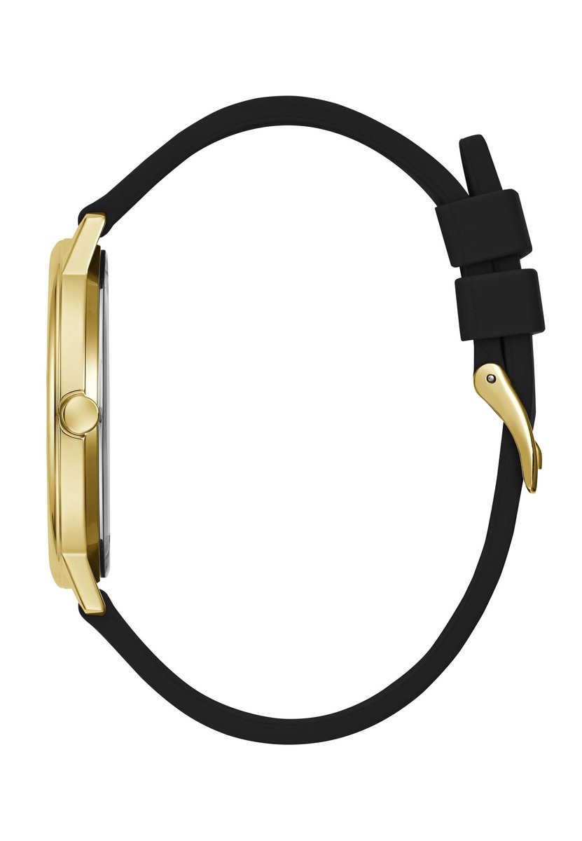 Guess Radiate Quartz Analoog Horloge Zwart Kast: 100 % Roestvrij Staal | Band: 100 % Siliconen 42 mm U1361L3M