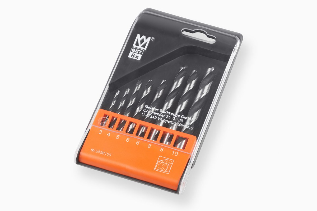 Werkzeyt Borenset Hout – 8-delig – In Cassette